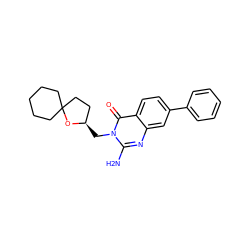 Nc1nc2cc(-c3ccccc3)ccc2c(=O)n1C[C@@H]1CCC2(CCCCC2)O1 ZINC000653703978