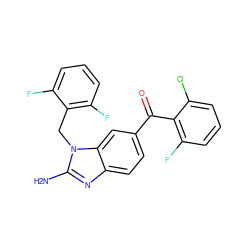 Nc1nc2ccc(C(=O)c3c(F)cccc3Cl)cc2n1Cc1c(F)cccc1F ZINC000064503387