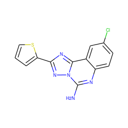 Nc1nc2ccc(Cl)cc2c2nc(-c3cccs3)nn12 ZINC000025972340