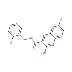 Nc1nc2ccc(Cl)cc2cc1C(=O)NCc1ccccc1Br ZINC000169304025