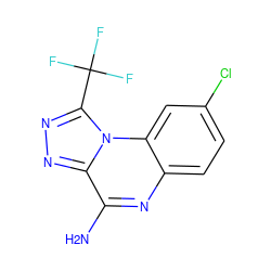 Nc1nc2ccc(Cl)cc2n2c(C(F)(F)F)nnc12 ZINC000026379496