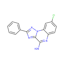 Nc1nc2ccc(Cl)cc2n2nc(-c3ccccc3)nc12 ZINC000013677379