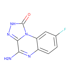 Nc1nc2ccc(F)cc2n2c(=O)[nH]nc12 ZINC000026379820