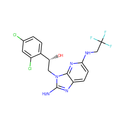 Nc1nc2ccc(NCC(F)(F)F)nc2n1C[C@@H](O)c1ccc(Cl)cc1Cl ZINC000169351118