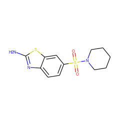 Nc1nc2ccc(S(=O)(=O)N3CCCCC3)cc2s1 ZINC000003866147