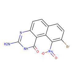 Nc1nc2ccc3ccc(Br)c([N+](=O)[O-])c3c2c(=O)[nH]1 ZINC000013832410