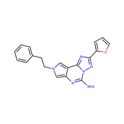 Nc1nc2cn(CCc3ccccc3)cc2c2nc(-c3ccco3)nn12 ZINC000073224236