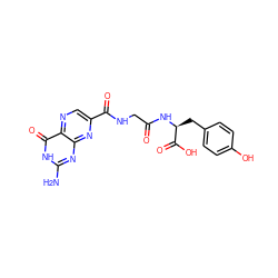 Nc1nc2nc(C(=O)NCC(=O)N[C@@H](Cc3ccc(O)cc3)C(=O)O)cnc2c(=O)[nH]1 ZINC000095595616