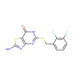 Nc1nc2nc(SCc3cccc(F)c3F)[nH]c(=O)c2s1 ZINC000028568590