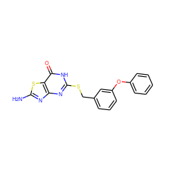 Nc1nc2nc(SCc3cccc(Oc4ccccc4)c3)[nH]c(=O)c2s1 ZINC000028568586