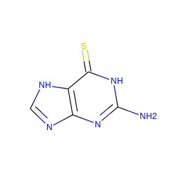 Nc1nc2nc[nH]c2c(=S)[nH]1 ZINC000006382803