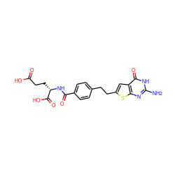 Nc1nc2sc(CCc3ccc(C(=O)N[C@@H](CCC(=O)O)C(=O)O)cc3)cc2c(=O)[nH]1 ZINC000042890550