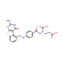 Nc1nc2sc3cccc(CNc4ccc(C(=O)N[C@@H](CCC(=O)O)C(=O)O)cc4)c3c2c(=O)[nH]1 ZINC000066167057