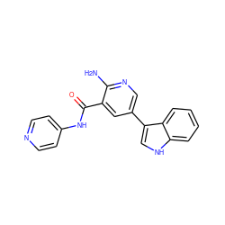 Nc1ncc(-c2c[nH]c3ccccc23)cc1C(=O)Nc1ccncc1 ZINC000149985139