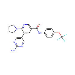 Nc1ncc(-c2cc(C(=O)Nc3ccc(OC(F)(F)F)cc3)cnc2N2CCCC2)cn1 ZINC000224400400