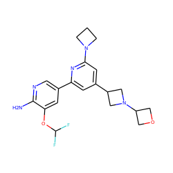 Nc1ncc(-c2cc(C3CN(C4COC4)C3)cc(N3CCC3)n2)cc1OC(F)F ZINC000653767508