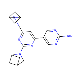 Nc1ncc(-c2cc(N3CC4CC3C4)nc(N3CC4CC3C4)n2)cn1 ZINC000221344046