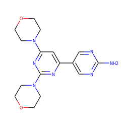 Nc1ncc(-c2cc(N3CCOCC3)nc(N3CCOCC3)n2)cn1 ZINC000084596867