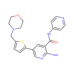 Nc1ncc(-c2ccc(CN3CCOCC3)s2)cc1C(=O)Nc1ccncc1 ZINC000150124134