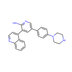 Nc1ncc(-c2ccc(N3CCNCC3)cc2)cc1-c1ccnc2ccccc12 ZINC000299831401