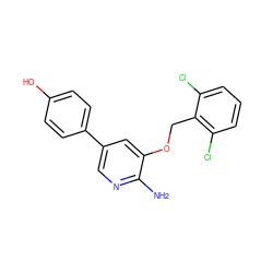 Nc1ncc(-c2ccc(O)cc2)cc1OCc1c(Cl)cccc1Cl ZINC000038824624