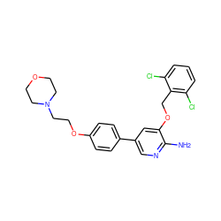 Nc1ncc(-c2ccc(OCCN3CCOCC3)cc2)cc1OCc1c(Cl)cccc1Cl ZINC000038430599