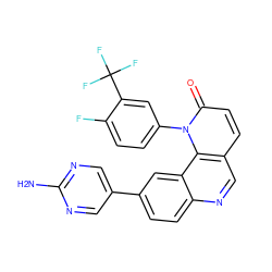 Nc1ncc(-c2ccc3ncc4ccc(=O)n(-c5ccc(F)c(C(F)(F)F)c5)c4c3c2)cn1 ZINC000071318048