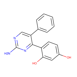 Nc1ncc(-c2ccccc2)c(-c2ccc(O)cc2O)n1 ZINC000012477254