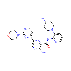 Nc1ncc(-c2ccnc(N3CCOCC3)n2)nc1C(=O)Nc1ncccc1N1CCC(N)CC1 ZINC001772584982