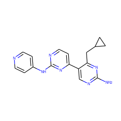 Nc1ncc(-c2ccnc(Nc3ccncc3)n2)c(CC2CC2)n1 ZINC000203692125