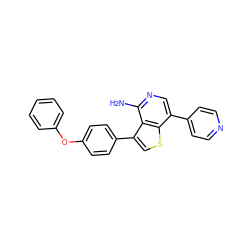 Nc1ncc(-c2ccncc2)c2scc(-c3ccc(Oc4ccccc4)cc3)c12 ZINC000090602215