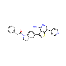 Nc1ncc(-c2ccncc2)c2scc(-c3ccc4c(c3)CCN4C(=O)Cc3ccccc3)c12 ZINC000095552258