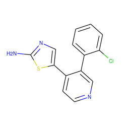 Nc1ncc(-c2ccncc2-c2ccccc2Cl)s1 ZINC000473112651