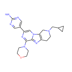 Nc1ncc(-c2cn3c4c(nc3c(N3CCOCC3)n2)CCN(CC2CC2)C4)cn1 ZINC000198534346