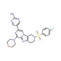 Nc1ncc(-c2cn3c4c(nc3c(N3CCOCC3)n2)CCN(S(=O)(=O)c2ccc(F)cc2)C4)cn1 ZINC001772585074