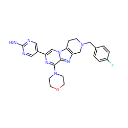 Nc1ncc(-c2cn3c4c(nc3c(N3CCOCC3)n2)CN(Cc2ccc(F)cc2)CC4)cn1 ZINC001772614295