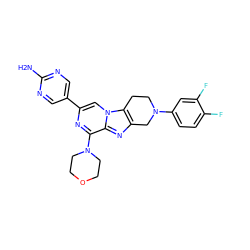 Nc1ncc(-c2cn3c4c(nc3c(N3CCOCC3)n2)CN(c2ccc(F)c(F)c2)CC4)cn1 ZINC001772622767