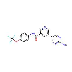 Nc1ncc(-c2cncc(C(=O)Nc3ccc(OC(F)(F)F)cc3)c2)cn1 ZINC000205961734