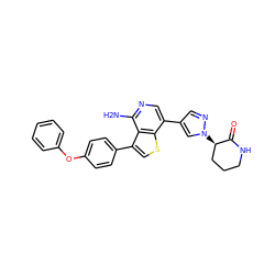 Nc1ncc(-c2cnn([C@@H]3CCCNC3=O)c2)c2scc(-c3ccc(Oc4ccccc4)cc3)c12 ZINC000473124179