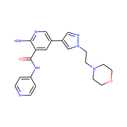 Nc1ncc(-c2cnn(CCN3CCOCC3)c2)cc1C(=O)Nc1ccncc1 ZINC000150081259