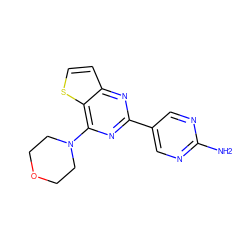 Nc1ncc(-c2nc(N3CCOCC3)c3sccc3n2)cn1 ZINC000045347982