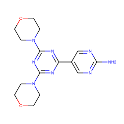 Nc1ncc(-c2nc(N3CCOCC3)nc(N3CCOCC3)n2)cn1 ZINC000115821151