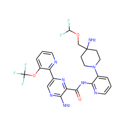 Nc1ncc(-c2ncccc2OC(F)(F)F)nc1C(=O)Nc1ncccc1N1CCC(N)(COC(F)F)CC1 ZINC001772590347