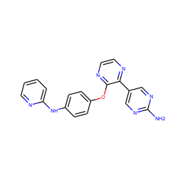 Nc1ncc(-c2nccnc2Oc2ccc(Nc3ccccn3)cc2)cn1 ZINC000139313352