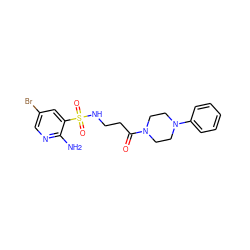 Nc1ncc(Br)cc1S(=O)(=O)NCCC(=O)N1CCN(c2ccccc2)CC1 ZINC000015935619