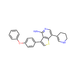 Nc1ncc(C2=CNCCC2)c2scc(-c3ccc(Oc4ccccc4)cc3)c12 ZINC000473113403