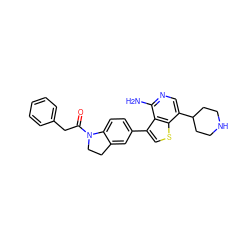 Nc1ncc(C2CCNCC2)c2scc(-c3ccc4c(c3)CCN4C(=O)Cc3ccccc3)c12 ZINC000095556178