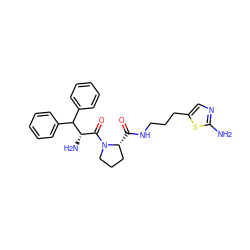 Nc1ncc(CCCNC(=O)[C@@H]2CCCN2C(=O)[C@H](N)C(c2ccccc2)c2ccccc2)s1 ZINC000028566560