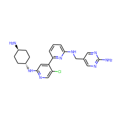 Nc1ncc(CNc2cccc(-c3cc(N[C@H]4CC[C@H](N)CC4)ncc3Cl)n2)cn1 ZINC000261173000