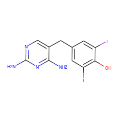 Nc1ncc(Cc2cc(I)c(O)c(I)c2)c(N)n1 ZINC000027108225